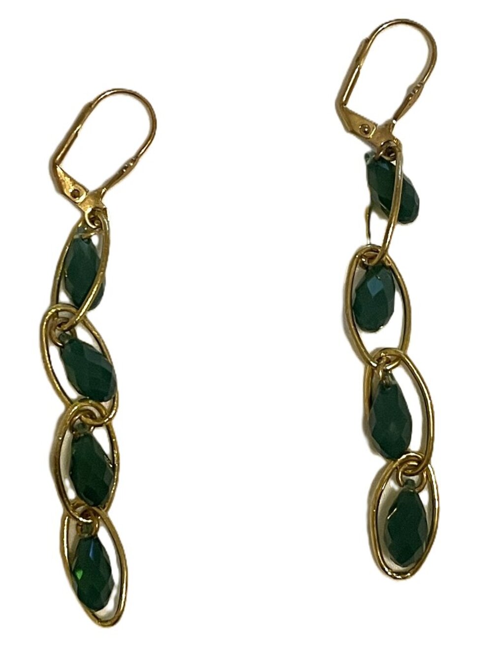 (NWOT) Swarovski® Emerald Crystal Dangle Earrings.  (SK0208)